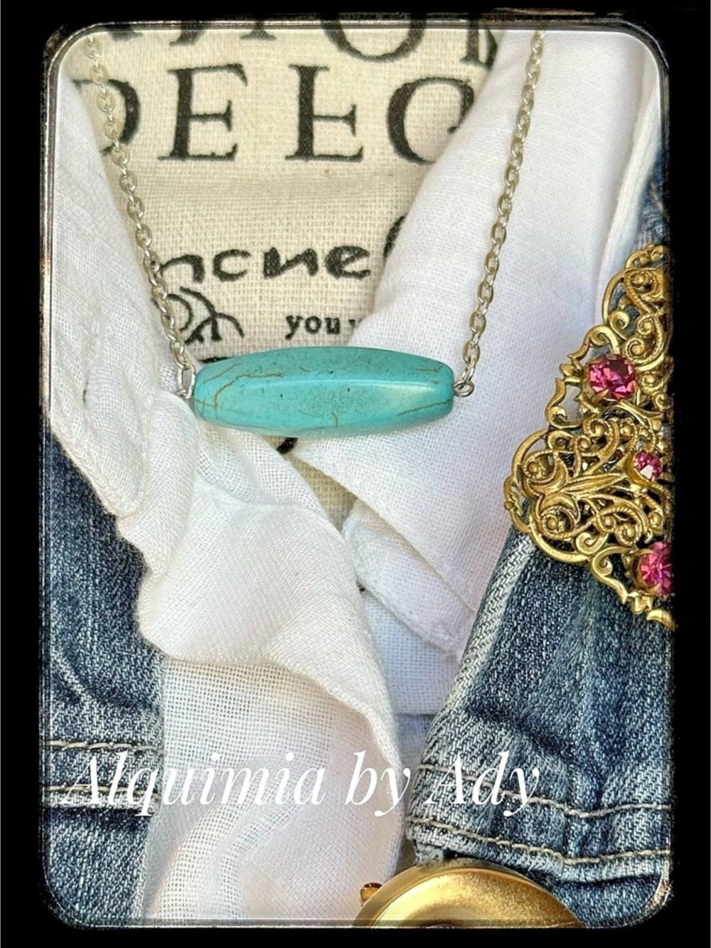 Statement silver Turquoise Pendant Necklace
